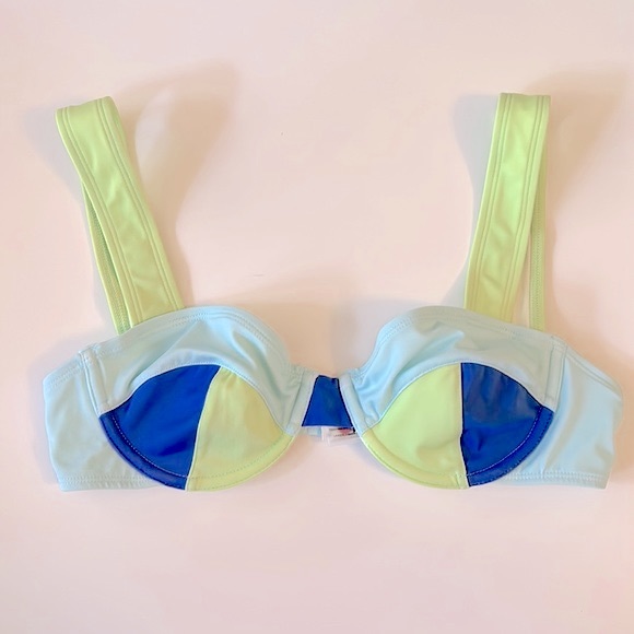 Anthropologie Solid & Striped Lilo Blue Green Color blocked Bikini top MEDIUM - Picture 7 of 11